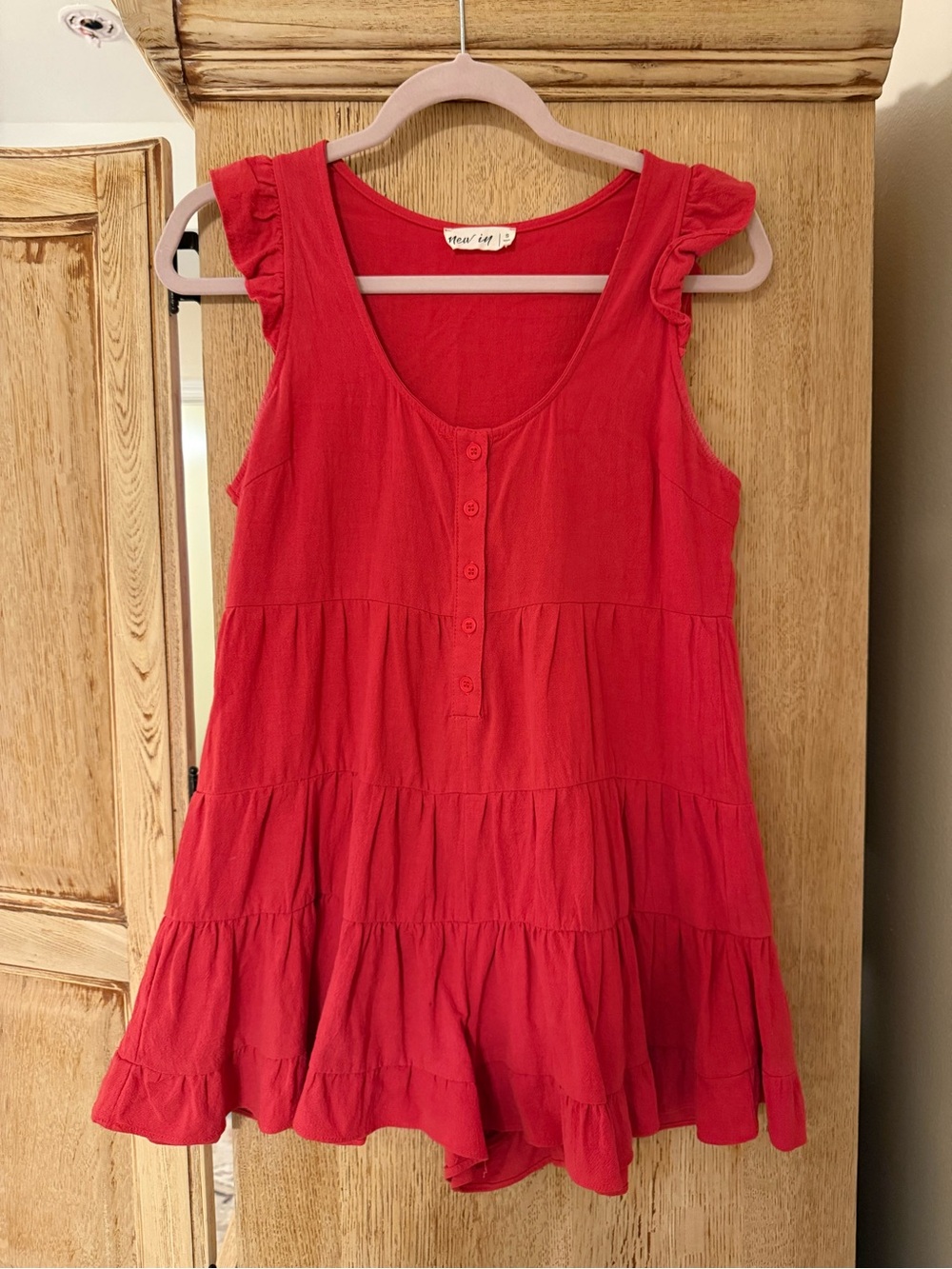 Knot & Key Red Ruffled Tiered Tunic Tank